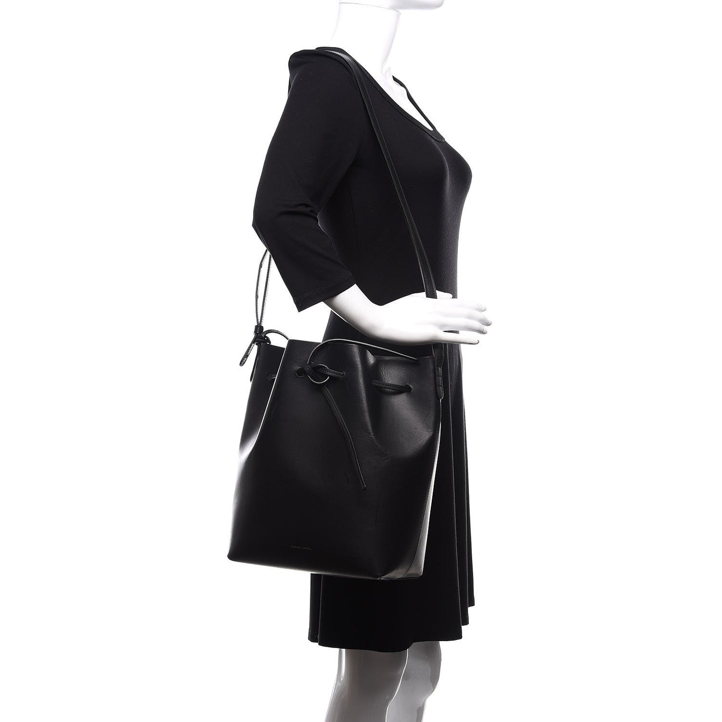 Vegetable Tanned Calfskin Bucket Bag Black Argento