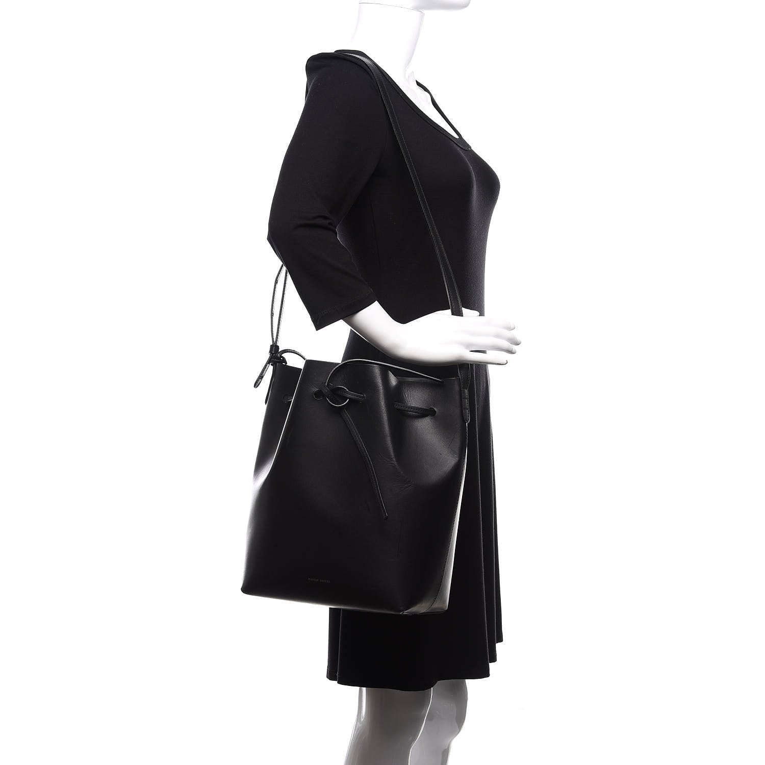 Mansur Gavriel Vegetable Tanned Calfskin Bucket Bag Black Argento 2 of 14