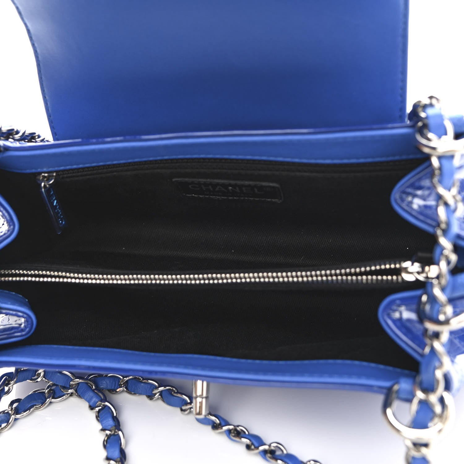 Chanel Patent Quilted Medium Coco Shine Accordion Flap Blue 5 of 10