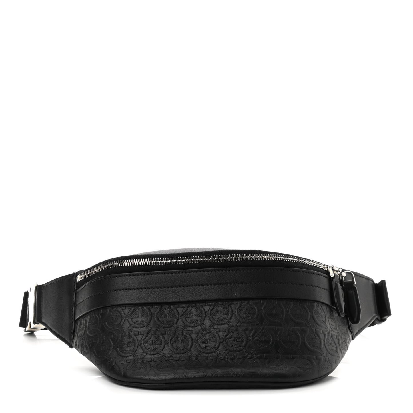 Hammered Calfskin Gancini Waist Bag Black