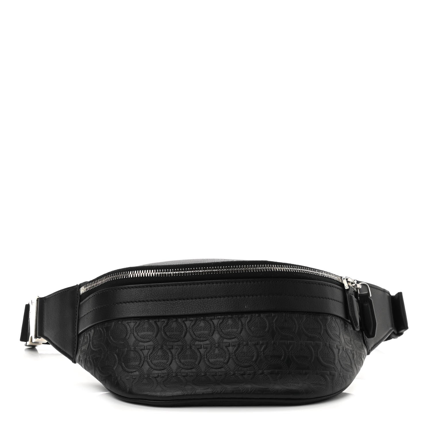 Salvatore Ferragamo Hammered Calfskin Gancini Waist Bag Black 1 of 9