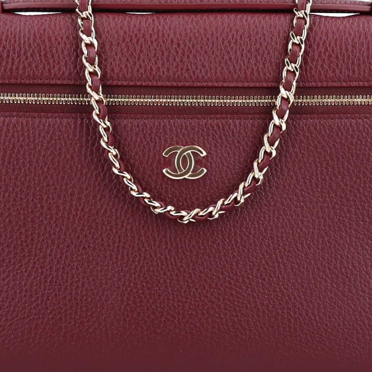 Chanel Grained Calfskin Large Supple Trapeze Vanity Case With Chain Dark Burgundy 8 of 10