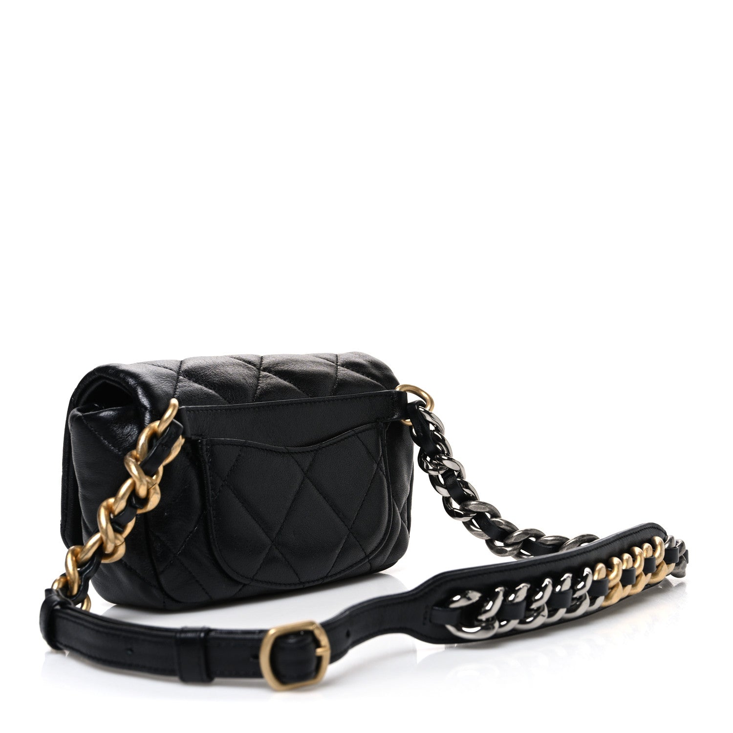 Chanel Goatskin Quilted Chanel 19 Waist Bag Black 3 of 10