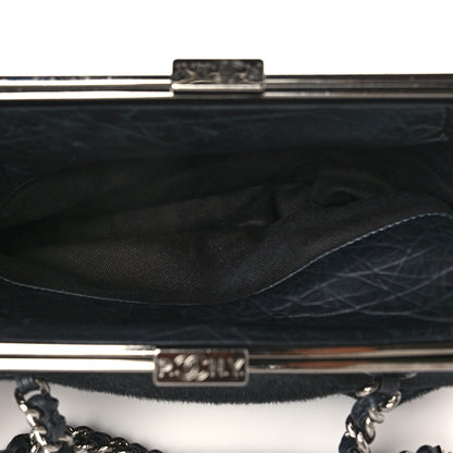 Chanel Pony Hair Lambskin Quilted Kiss Lock Frame Bag Black 4 of 9
