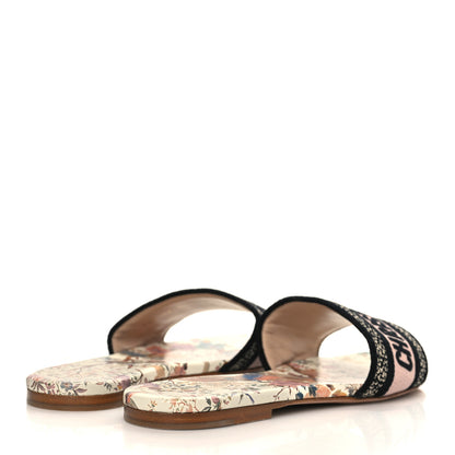 Christian Dior Canvas Jardin d’Hiver Embroidered Dway Flat Slide Sandals 39 White Multicolor 4 of 8