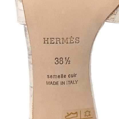 Hermes Matte Niloticus Crocodile Himalaya Oasis Sandals 38.5 White 9 of 10