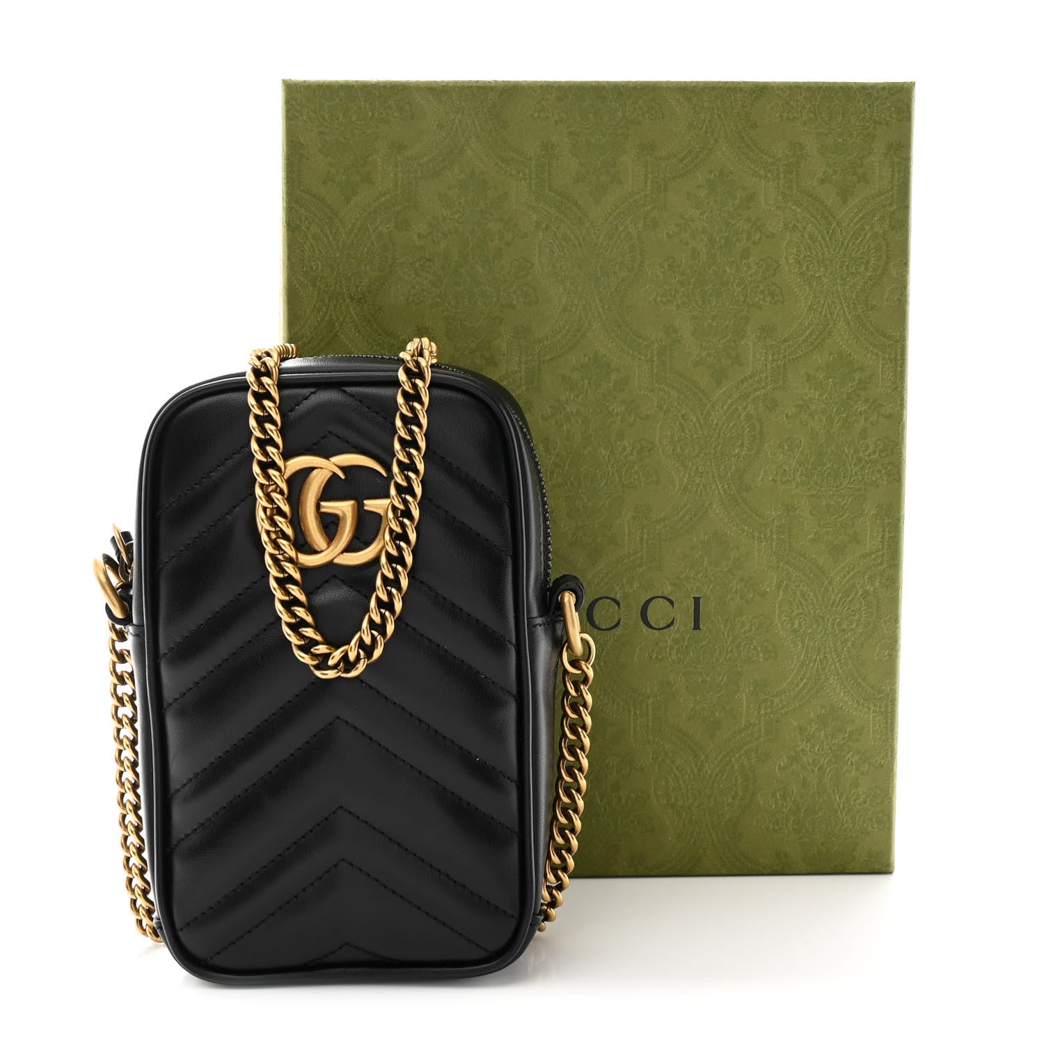 Gucci Calfskin Matelasse Mini GG Marmont Crossbody Bag Black 11 of 11