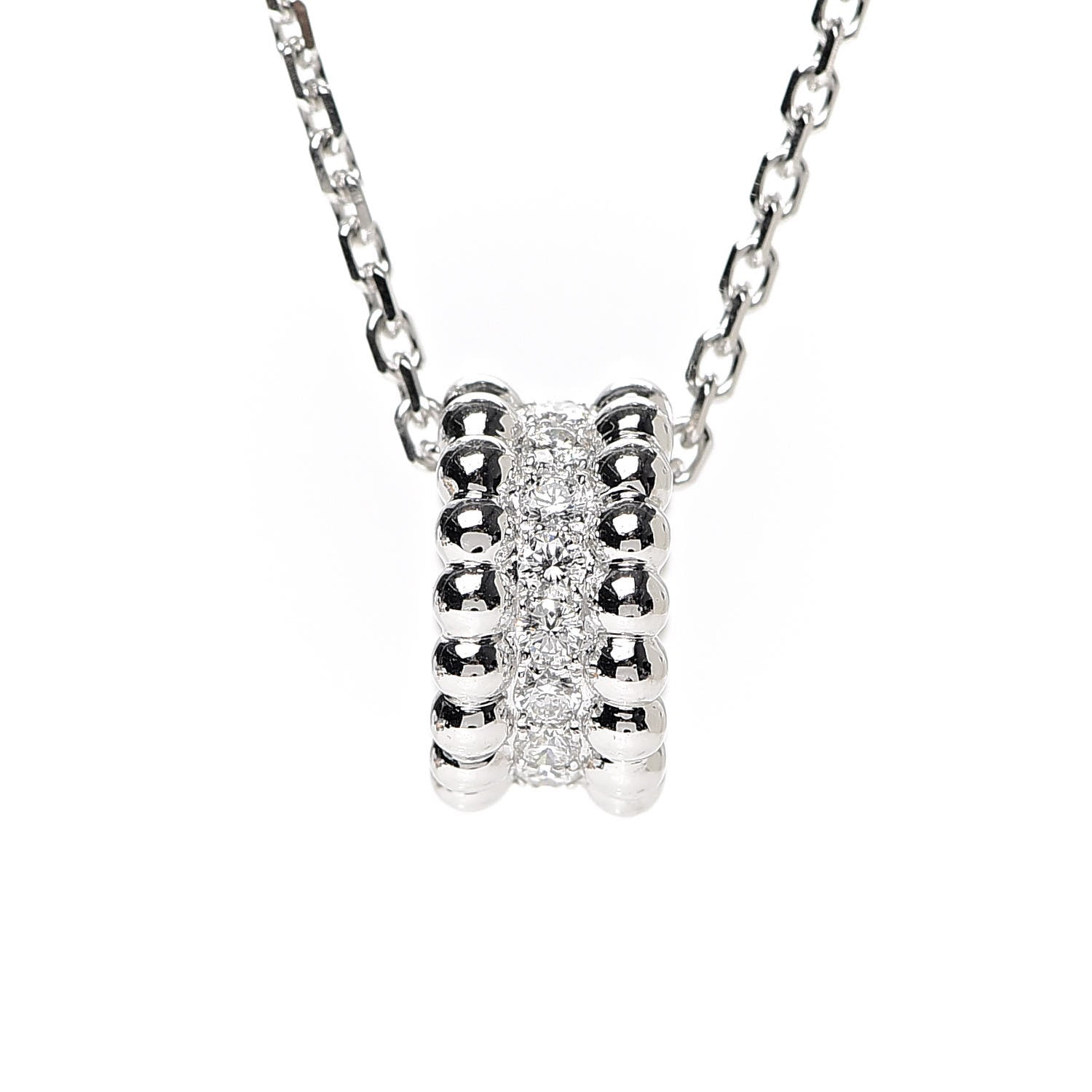 image of VAN CLEEF & ARPELS 18K White Gold Diamond Small Perlee Pendant Necklace by FASHIONPHILE