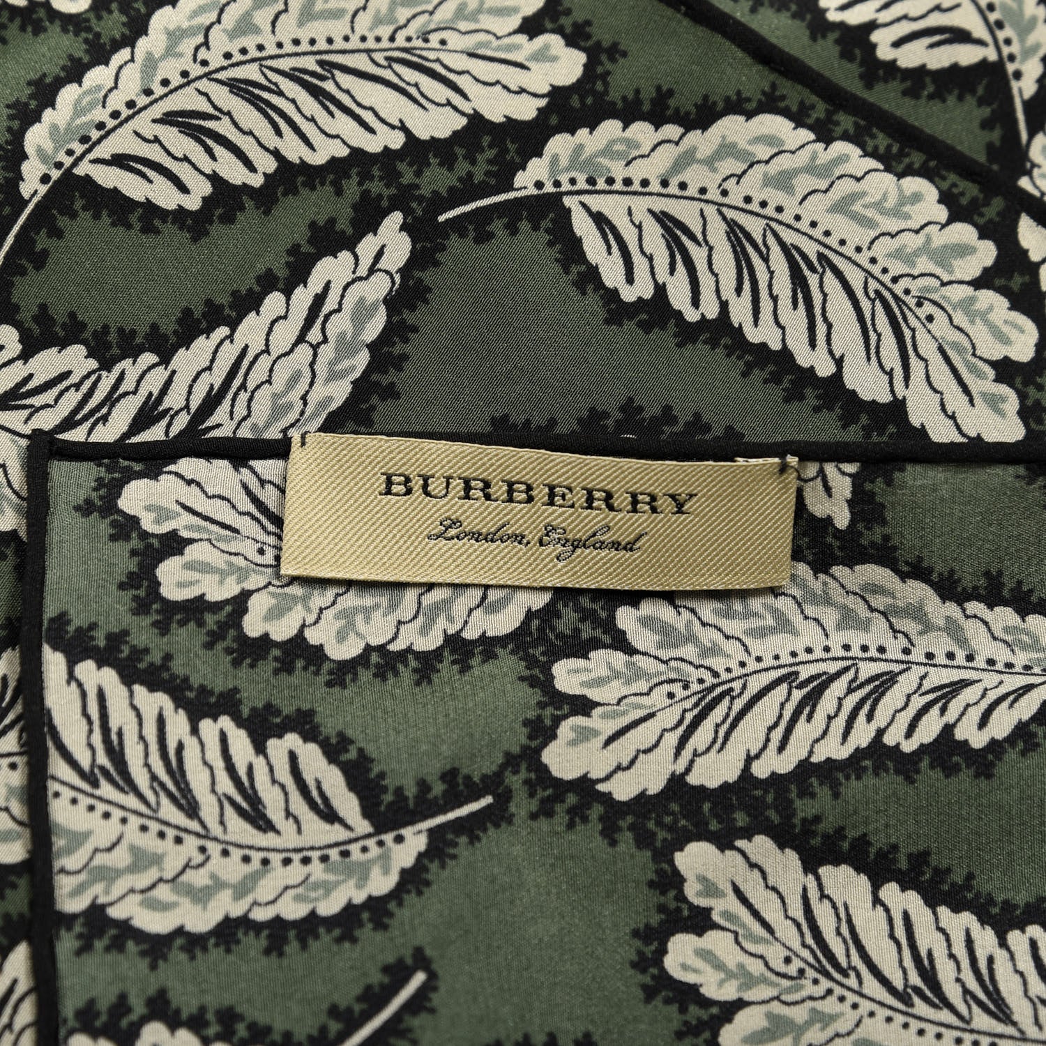 Burberry Silk Leaf Print Scarf Dusty Green 4 of 4