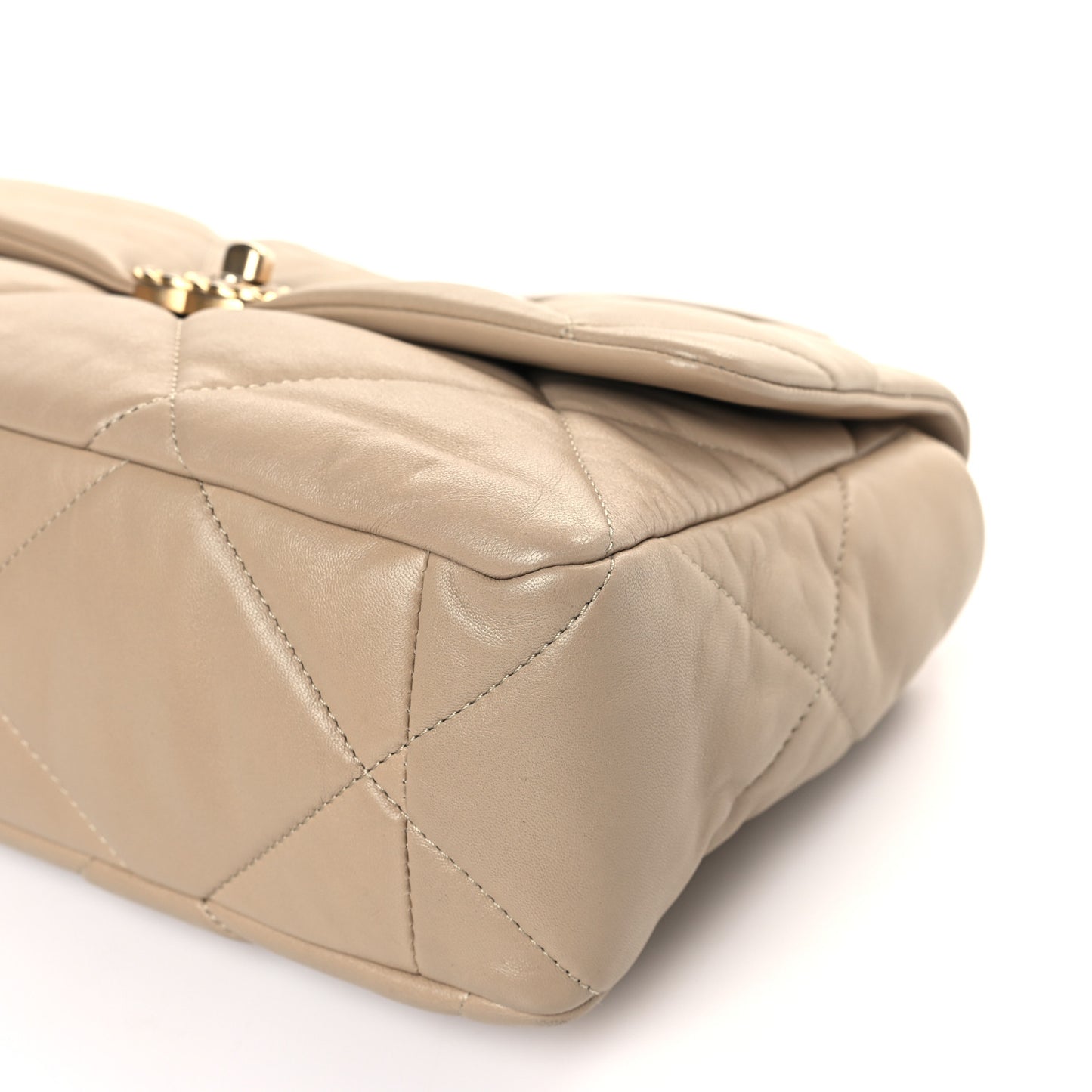 Lambskin Quilted Large Chanel 19 Flap Dark Beige