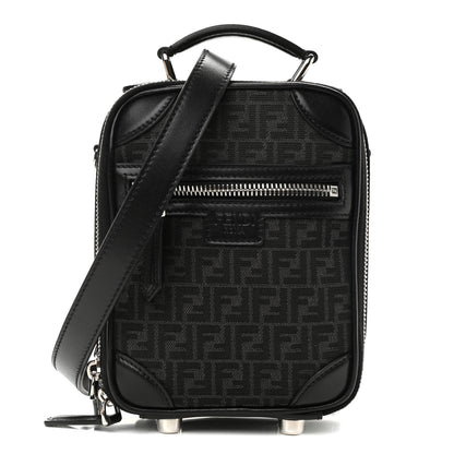 Fendi Recycled Fabric Jacquard Vitello Astro Micro FF Mini Trolley Bag Asfalto Black 1 of 10