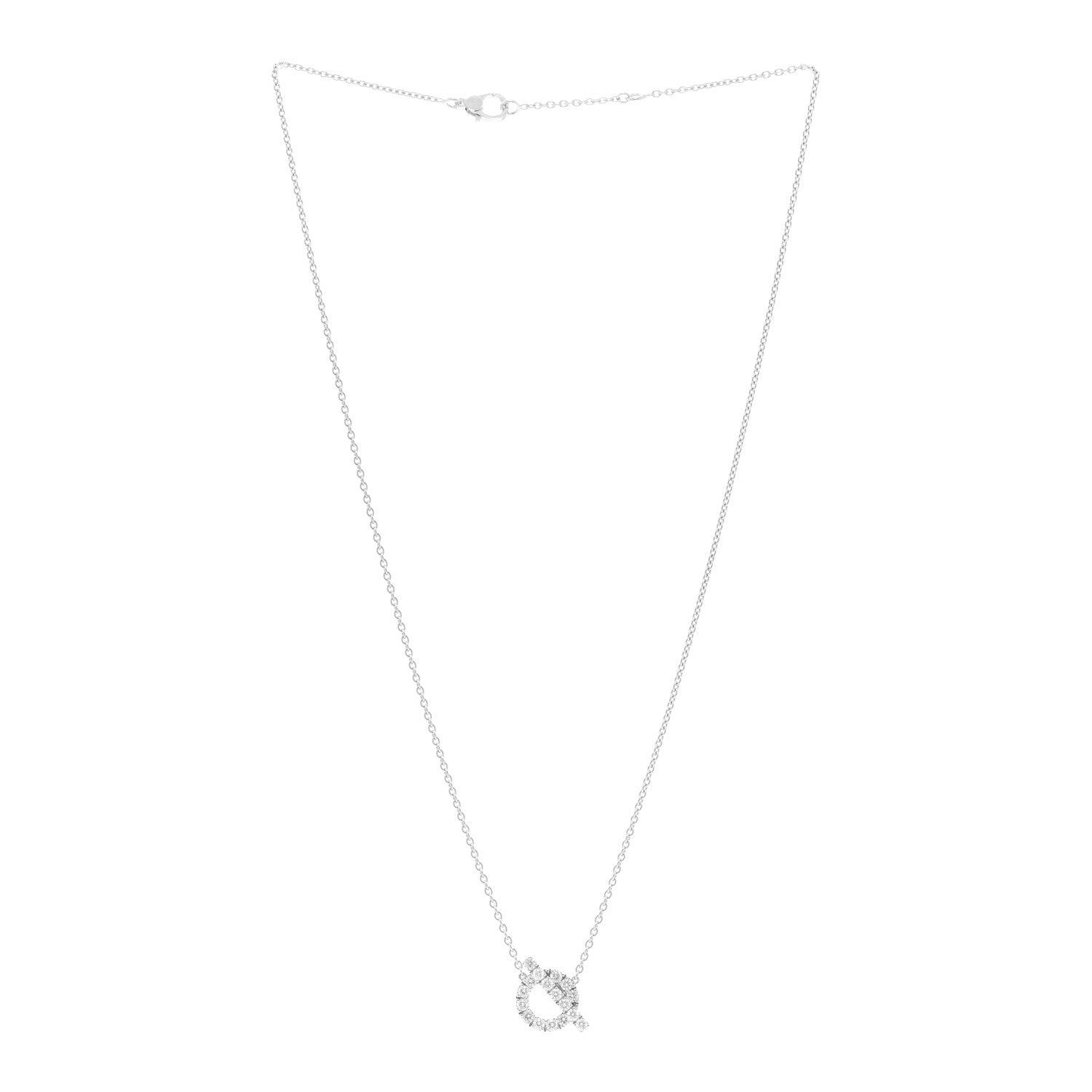 Hermes 18K White Gold Diamond Finesse Pendant Necklace 3 of 5