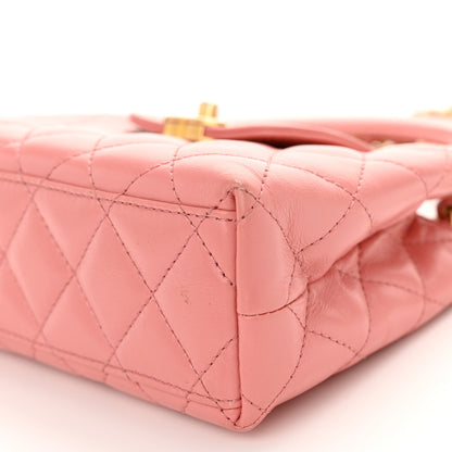 Chanel Shiny Aged Calfskin Quilted Nano Kelly Shopper Coral Pink 10 of 12