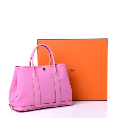 Hermes Toile Officier Vache Country Garden Party Tote 30 Pink 10 of 10