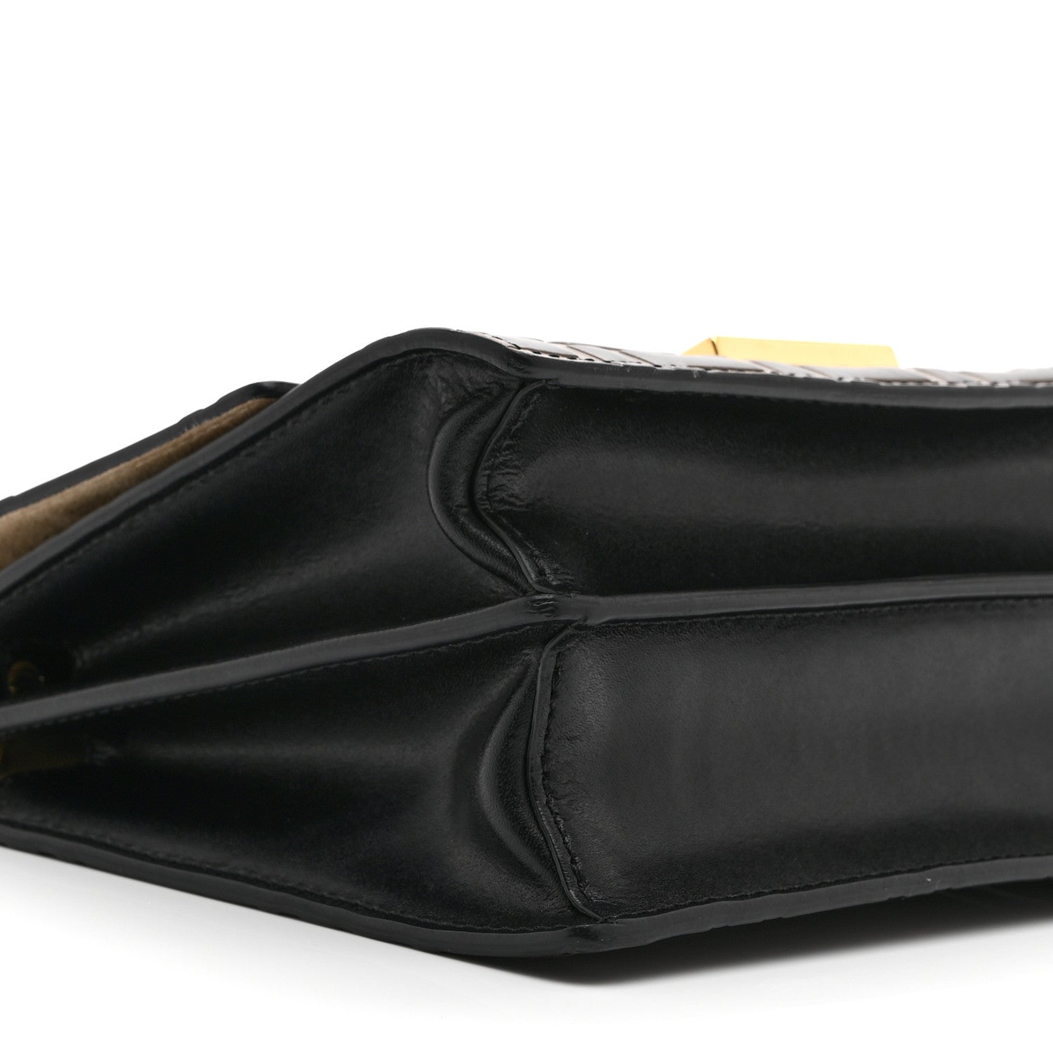 Fendi Vitello Liberty Bi-Color FF 1974 Embossed Small Kan U Shoulder Bag Maya Black 10 of 11