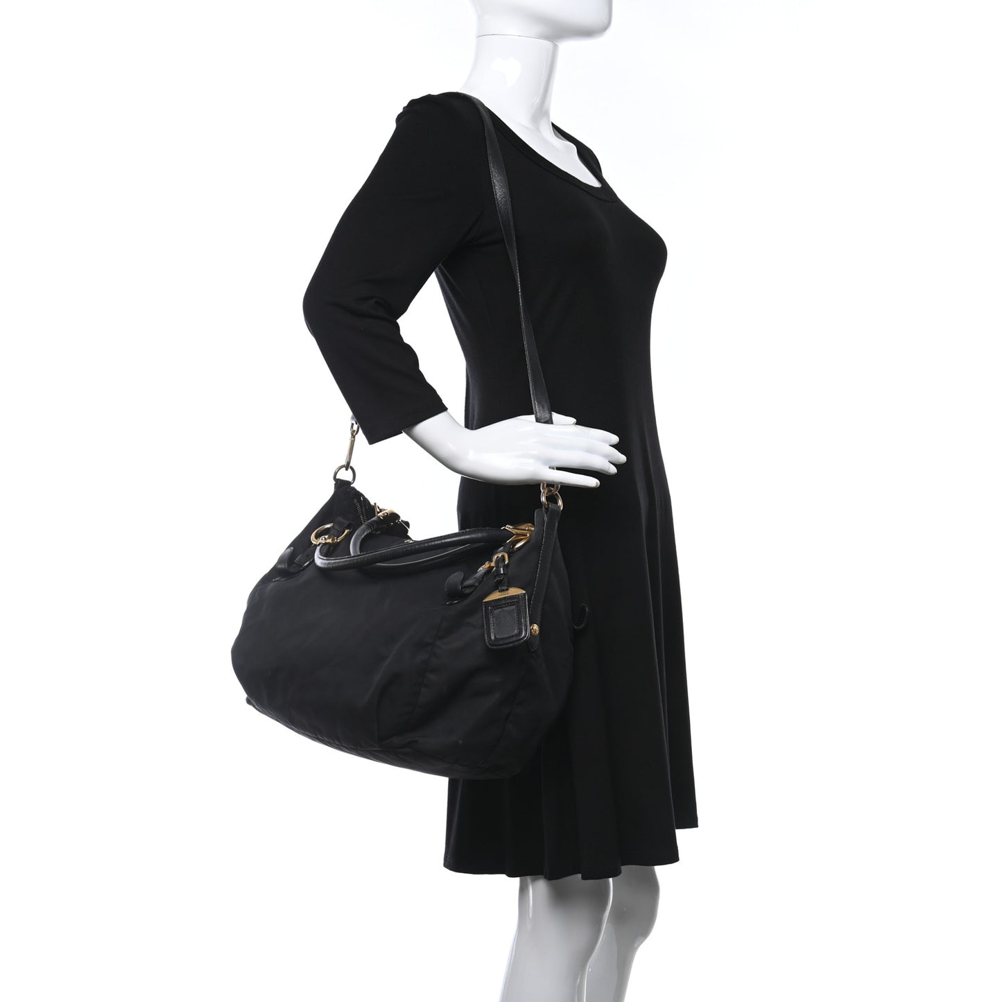 Tessuto Nylon Soft Calfskin Tote Black