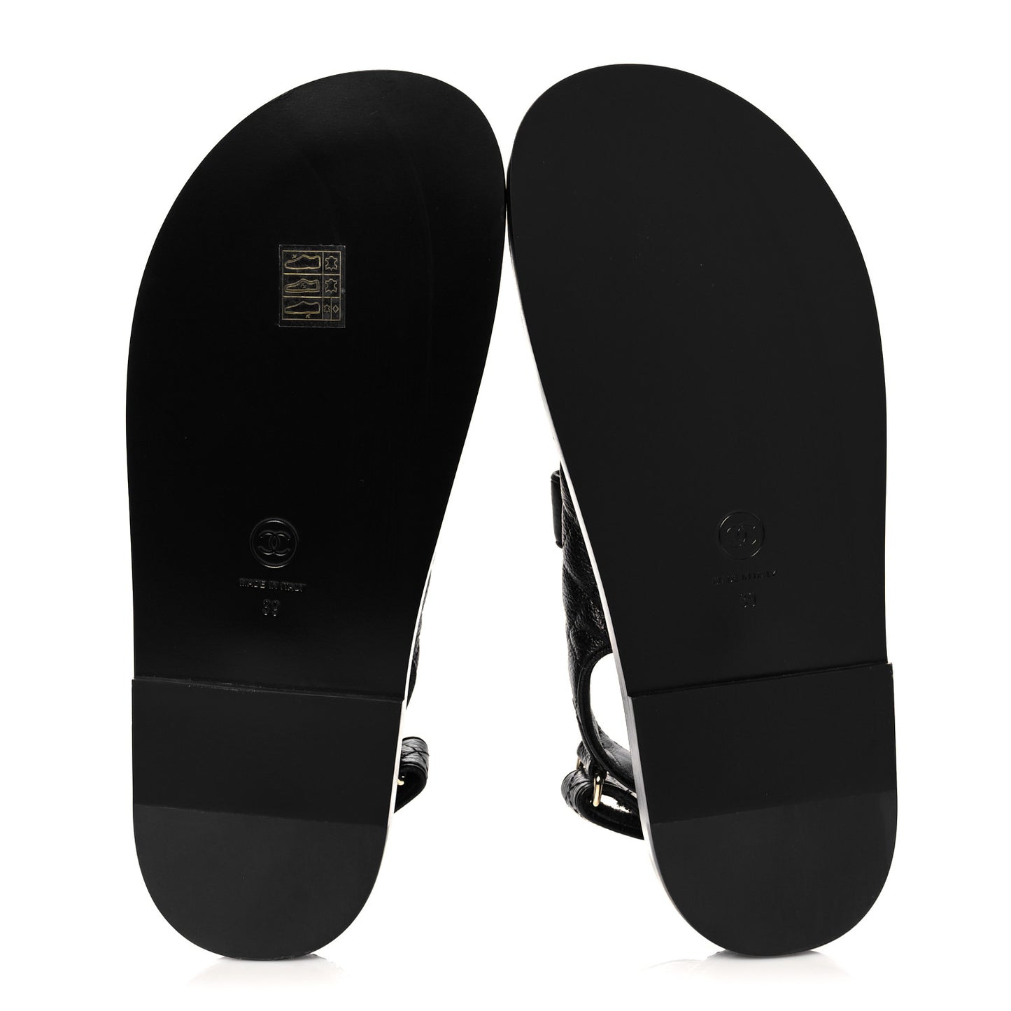 Grained Calfskin Velcro Dad Sandals 39 Black