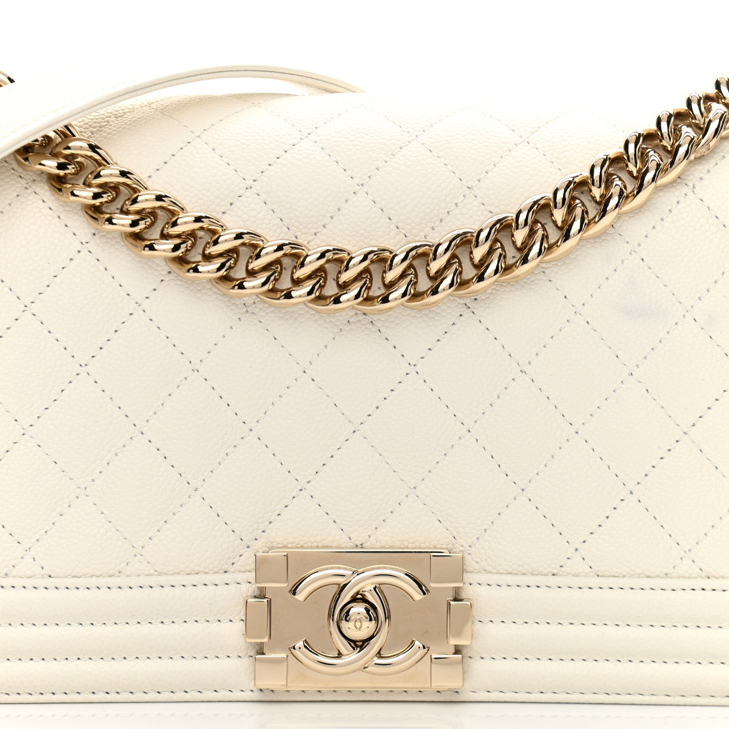 Chanel Caviar Quilted Medium Boy Flap White 7 of 11