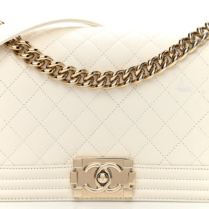 Chanel Caviar Quilted Medium Boy Flap White 7 of 11