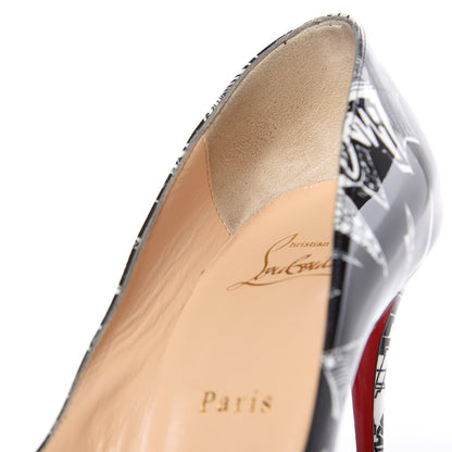 Christian Louboutin Patent Nicograf Pigalle Follies 100 Pumps 38 Black White 9 of 10