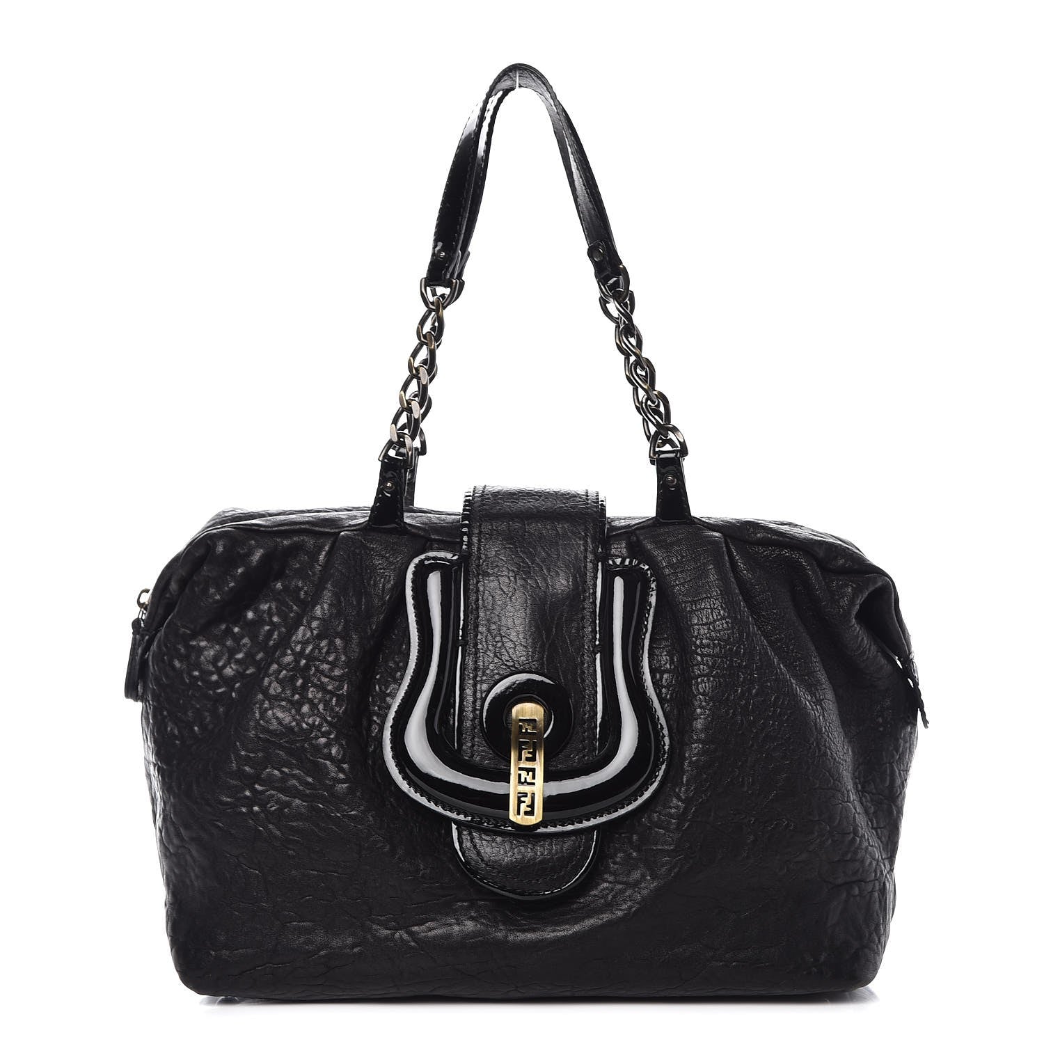 Fendi Nappa Patent B Buckle Tote Black 1 of 11