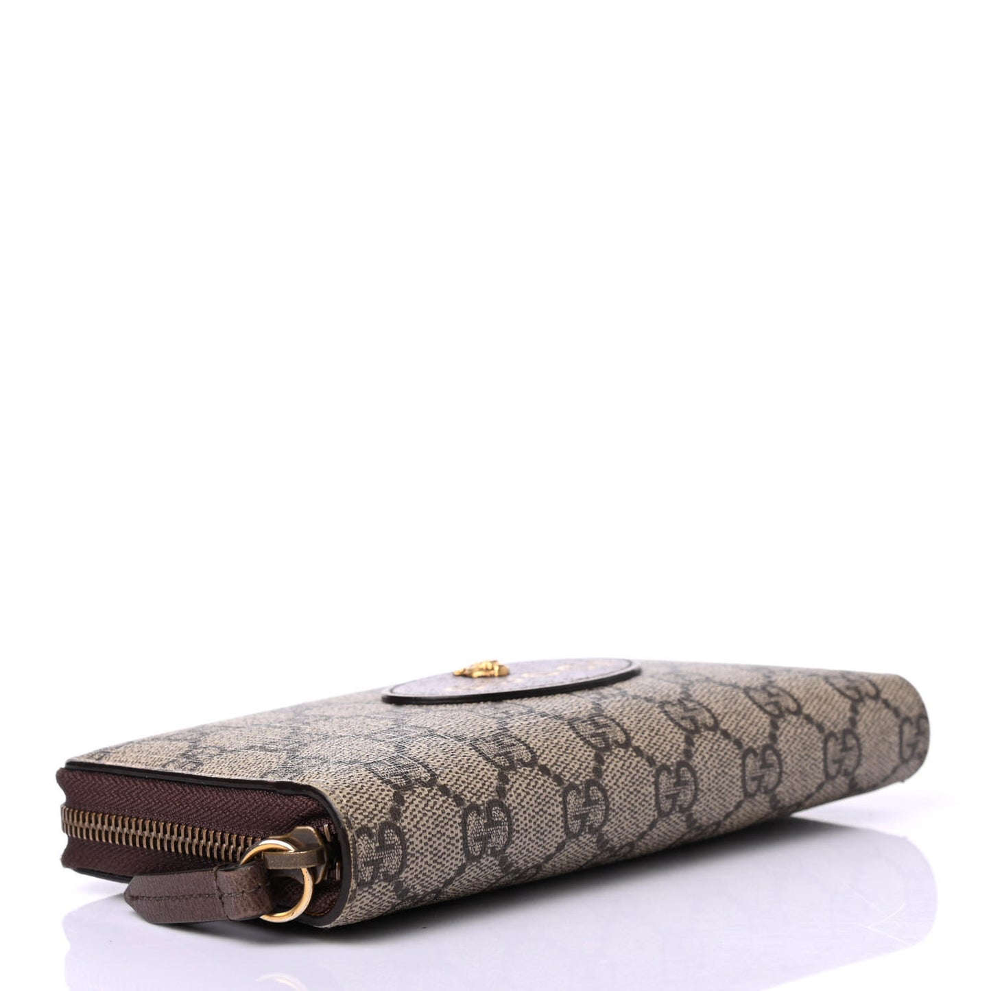 GG Supreme Monogram Neo Vintage Zip Around Wallet Beige Crop New Acero