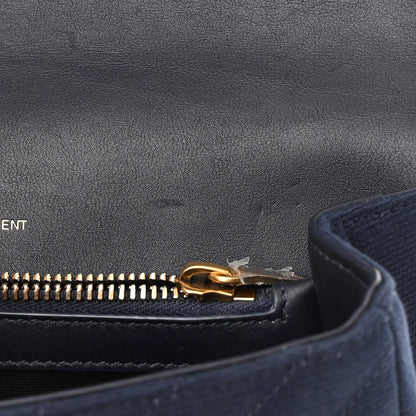 Saint Laurent Cotton Canvas Matelasse Chevron Monogram Medium College Bag Deeply Blue 11 of 14