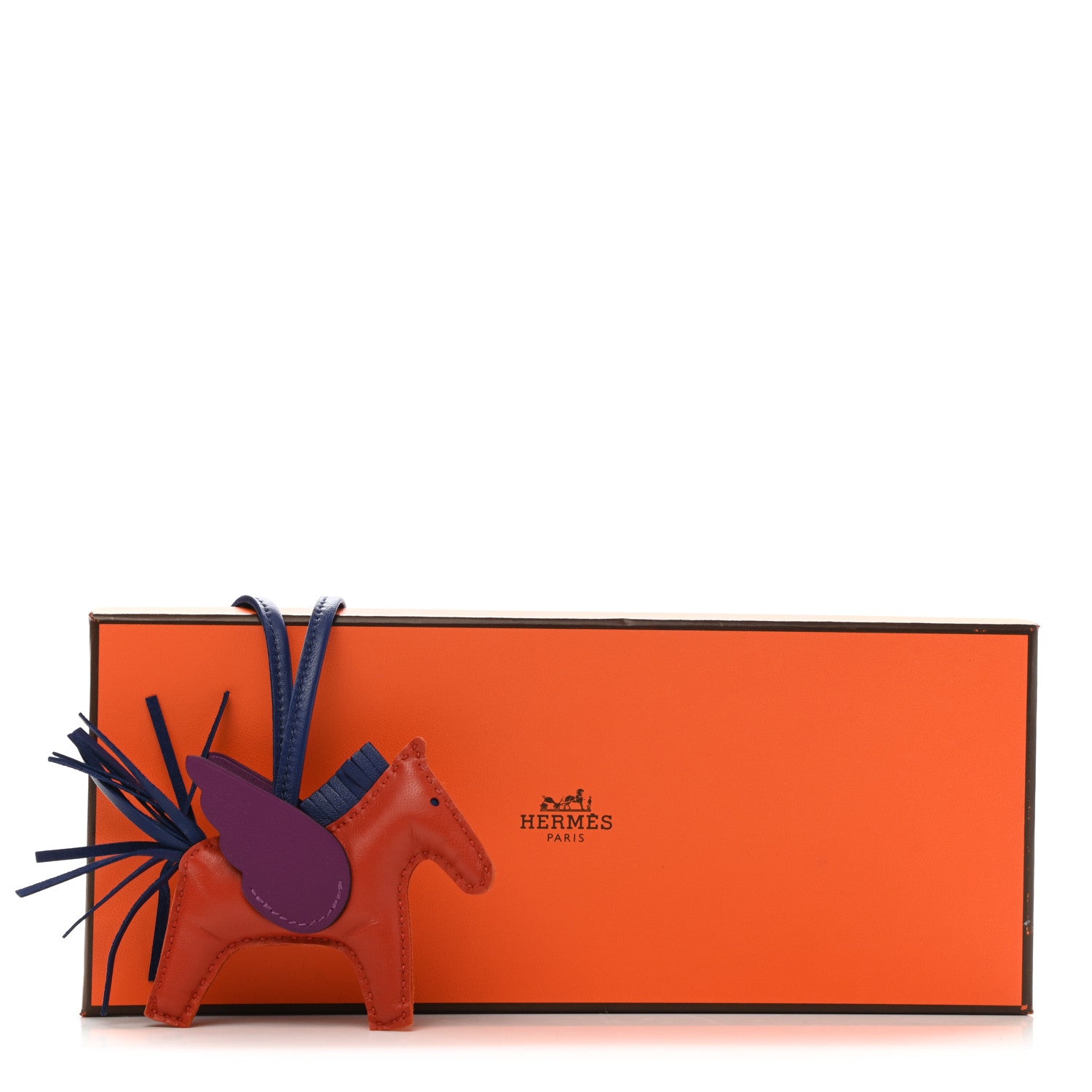 Hermes Milo Lambskin Grigri Rodeo Pegase Horse Bag Charm PM Cornaline Bleu Saphir Anemone 5 of 5