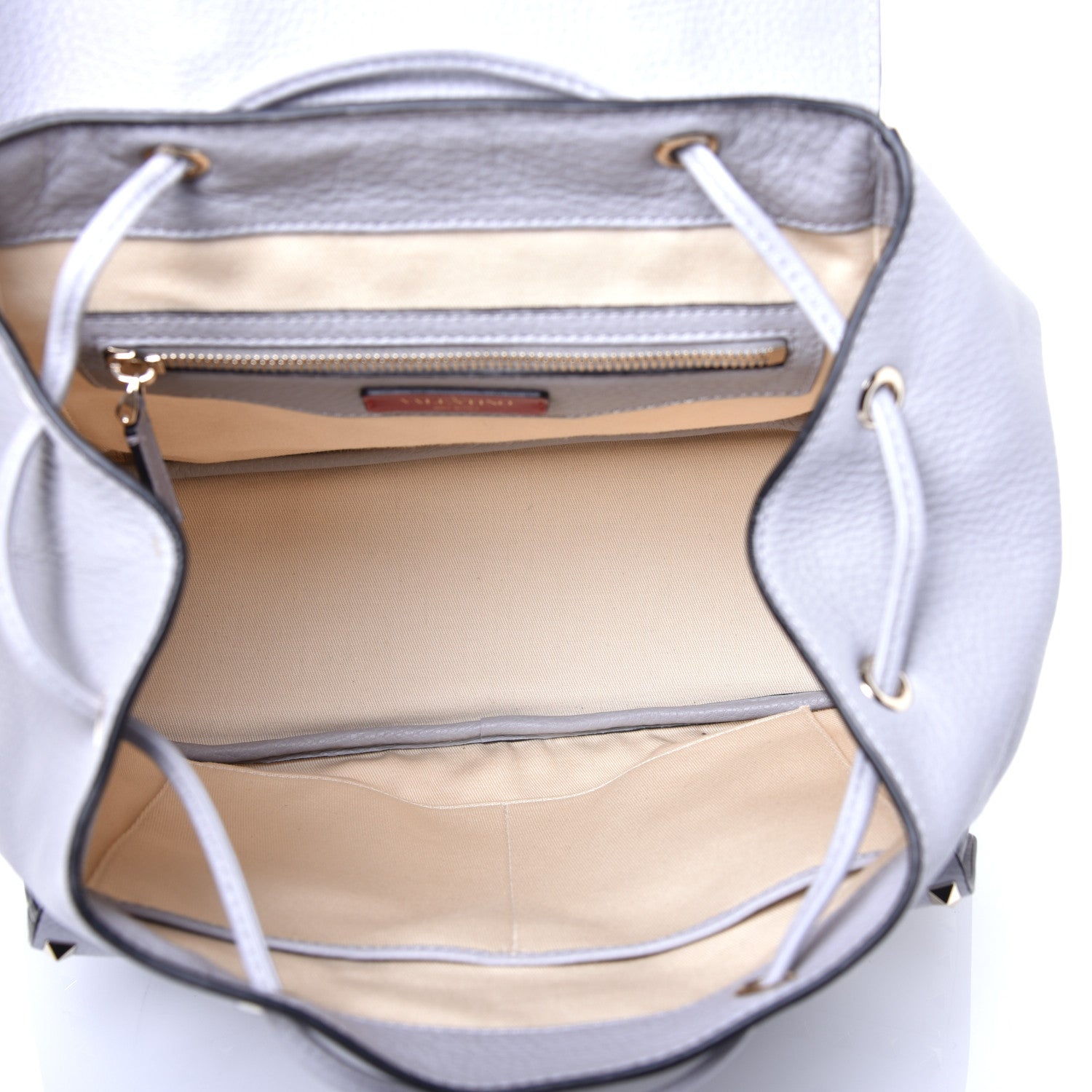 Valentino Garavani Pebbled Calfskin Rockstud Double Pocket Backpack Pastel Grey 4 of 8