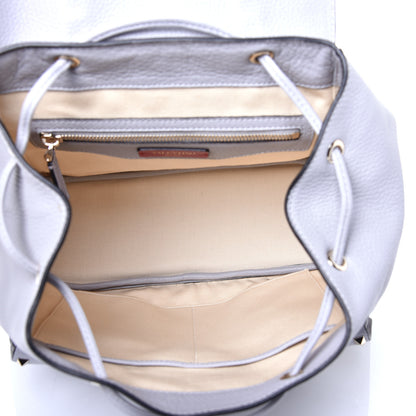 Valentino Garavani Pebbled Calfskin Rockstud Double Pocket Backpack Pastel Grey 4 of 8