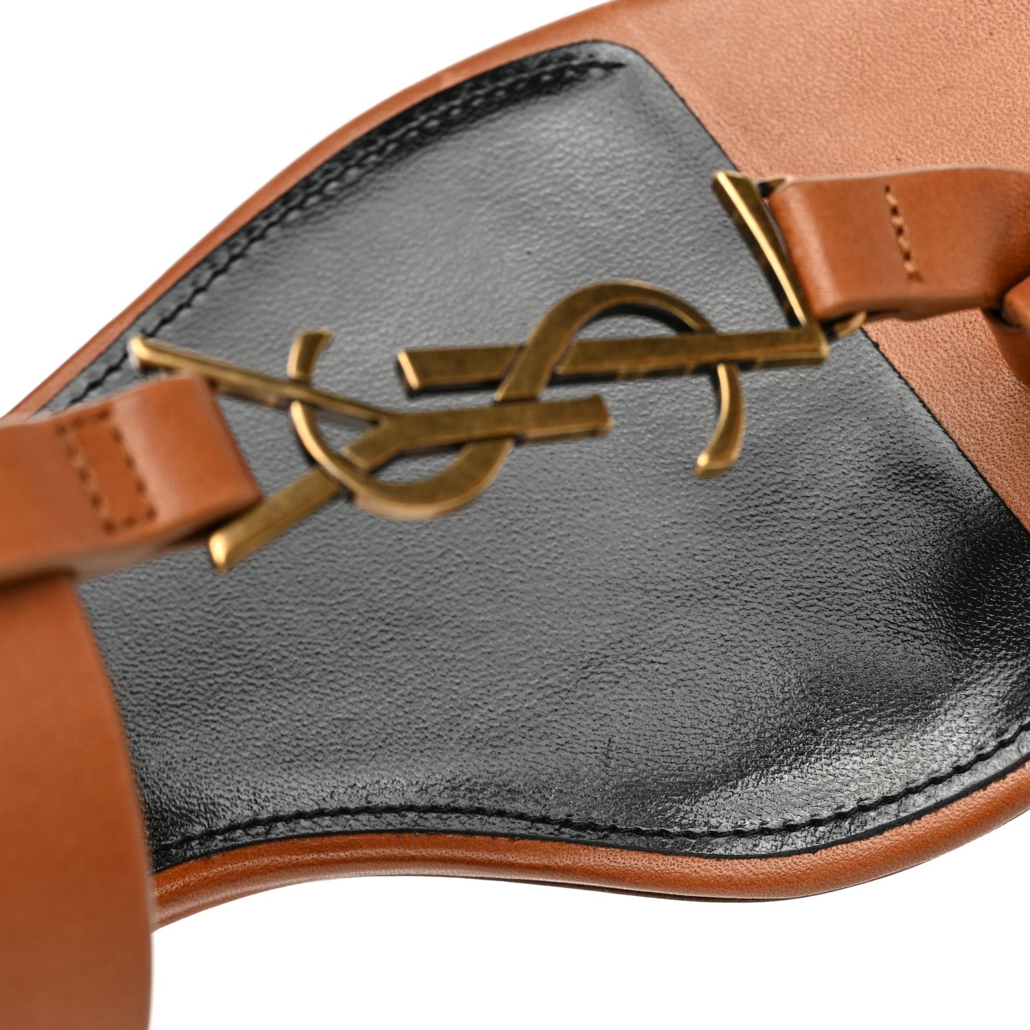 Saint Laurent Calfskin Cassandra Monogram Sandals 35 Brown 9 of 10