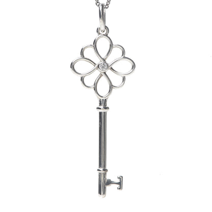 Tiffany Sterling Silver Diamond Knot Key Pendant Necklace 3 of 6