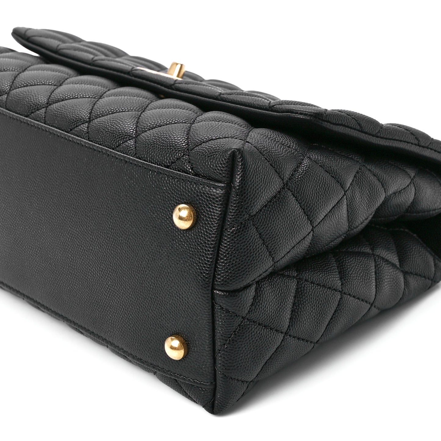 Caviar Quilted Small Coco Handle Flap Black