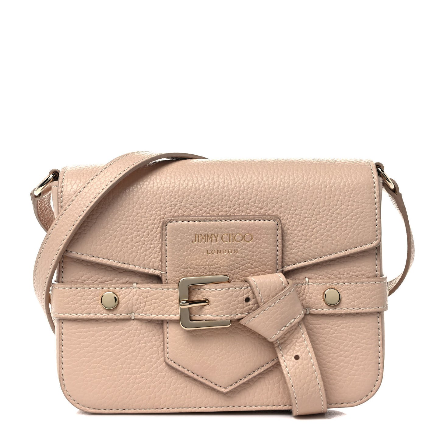 Pebbled Calfskin Studded Bag Nude