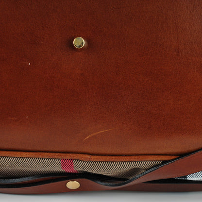 Burberry House Check Bridle Calfskin Medium Lynher Tote Dark Tan 8 of 12