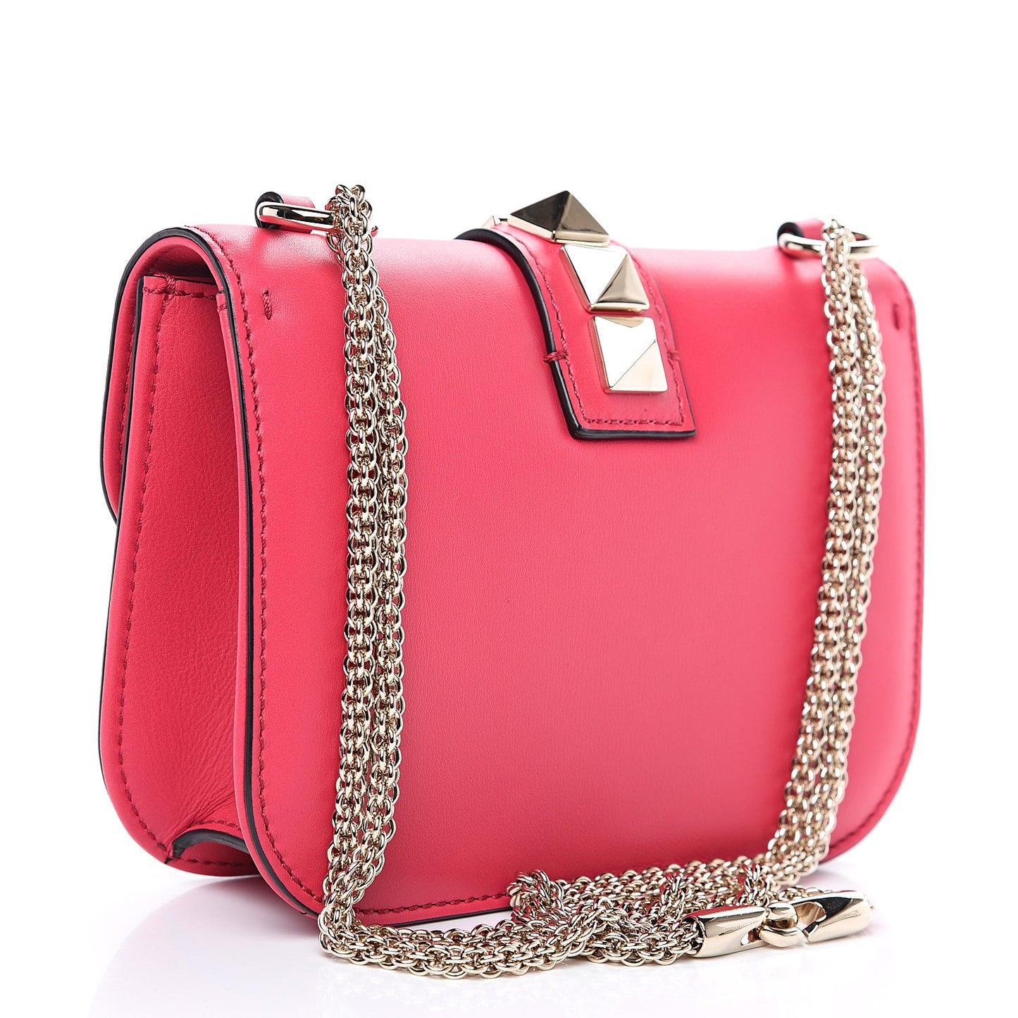 Vitello Small Glam Lock Rockstud Flap Pink