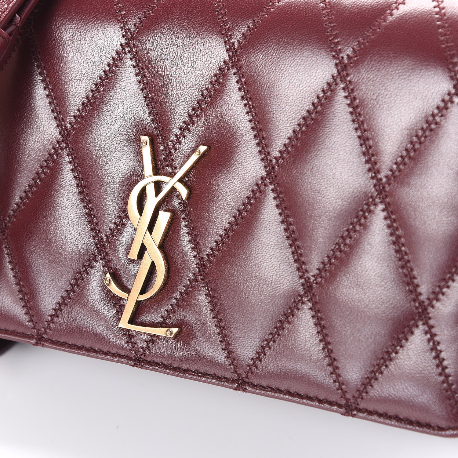 Saint Laurent Lambskin Diamond Quilted Angie Chain Bag Burgundy 13 of 13