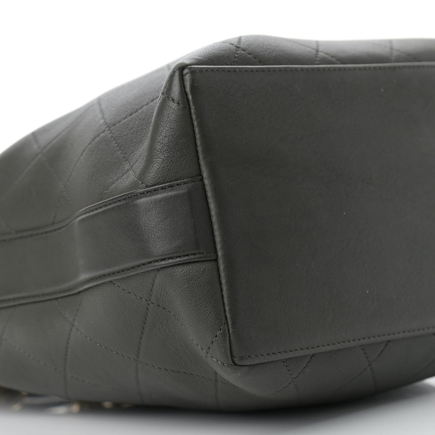 Calfskin Quilted Small On My Shoulder Drawstring Bag Dark Green