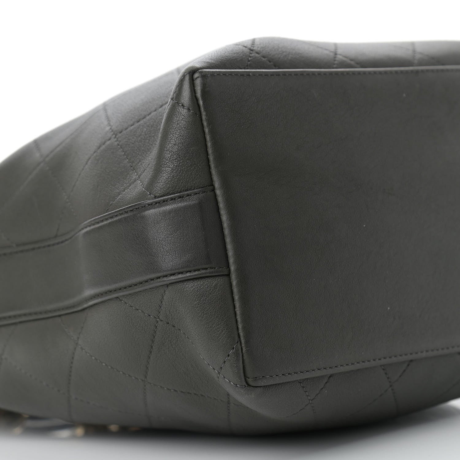 Chanel Calfskin Quilted Small On My Shoulder Drawstring Bag Dark Green 9 of 11