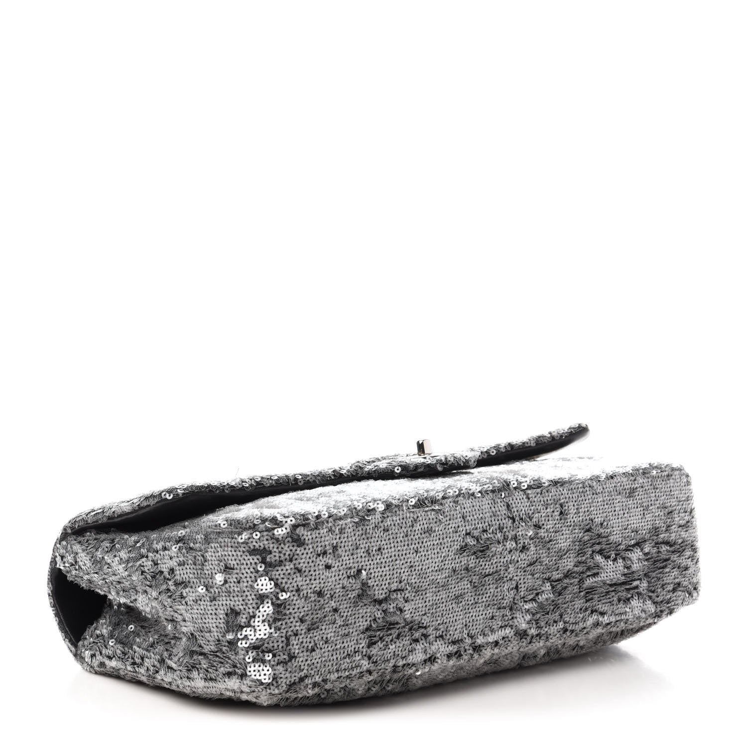 Chanel Sequin Jumbo Single Flap Silver 4 of 11