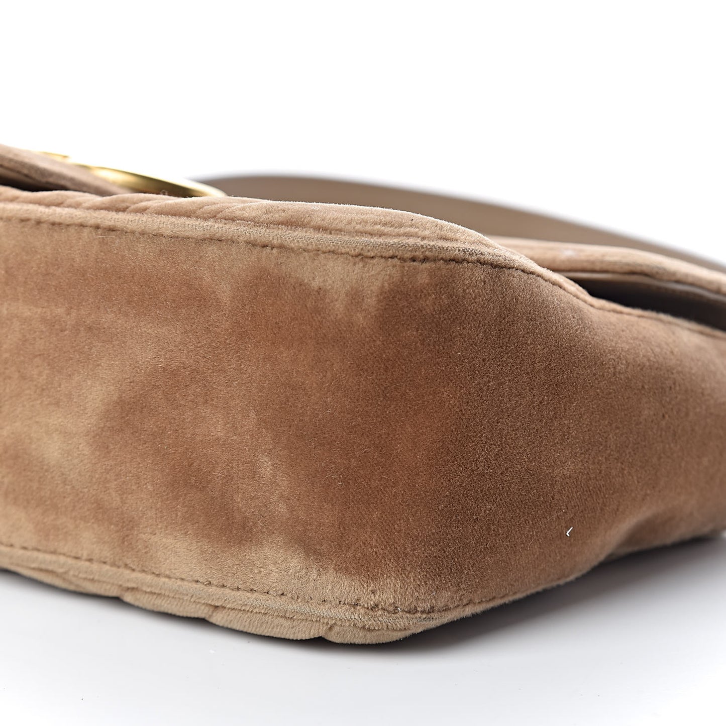 Velvet Matelasse Small GG Marmont Shoulder Bag Taupe