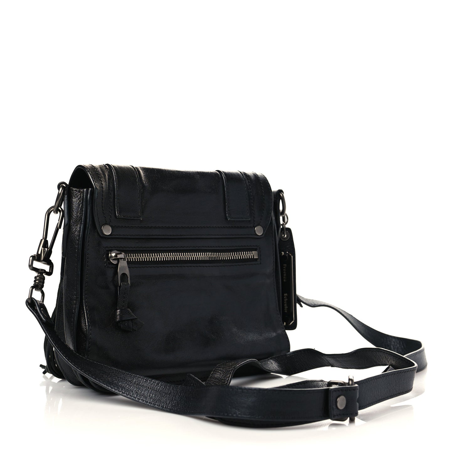 Lambskin Fringe PS1 Crossbody Pouch Black