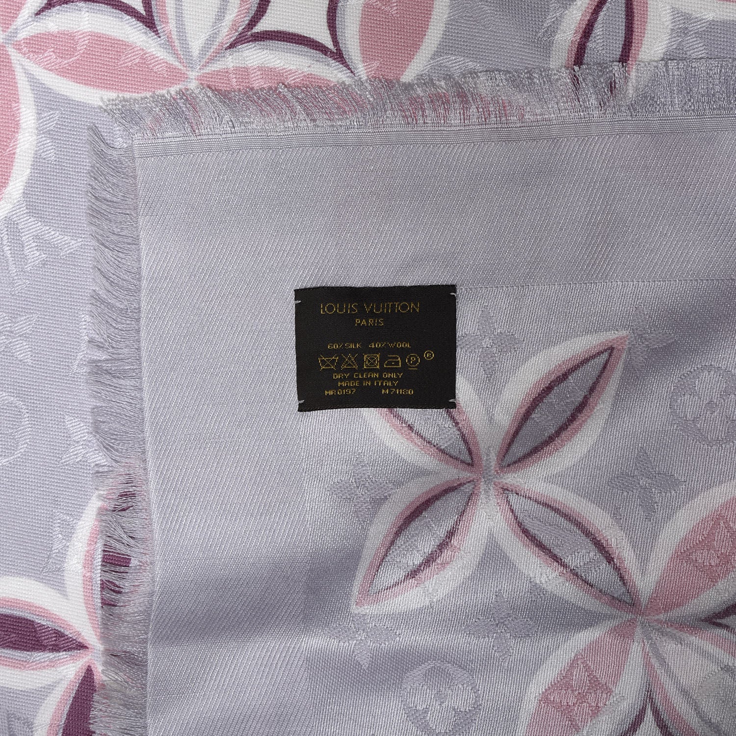 Louis Vuitton Silk Wool Flowergram Monogram Shawl Light Pink 3 of 3