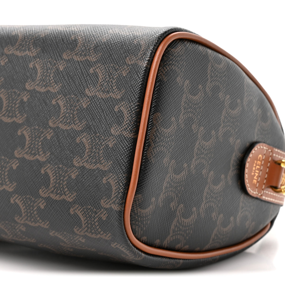 Triomphe Canvas Calfskin Small Boston Bag Tan