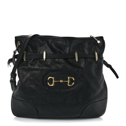 Gucci Sakai Calfskin Horsebit 1955 Cinch Top Messenger Bag Black 1 of 9