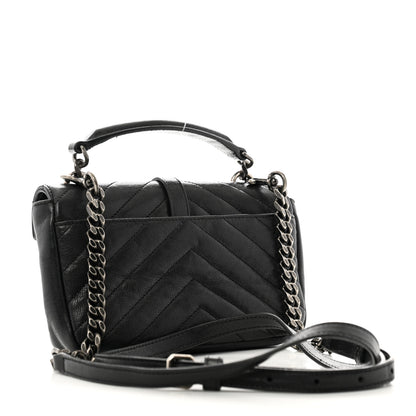 Saint Laurent Sheepskin Matelasse Chevron Monogram College Chain Wallet Black 3 of 12