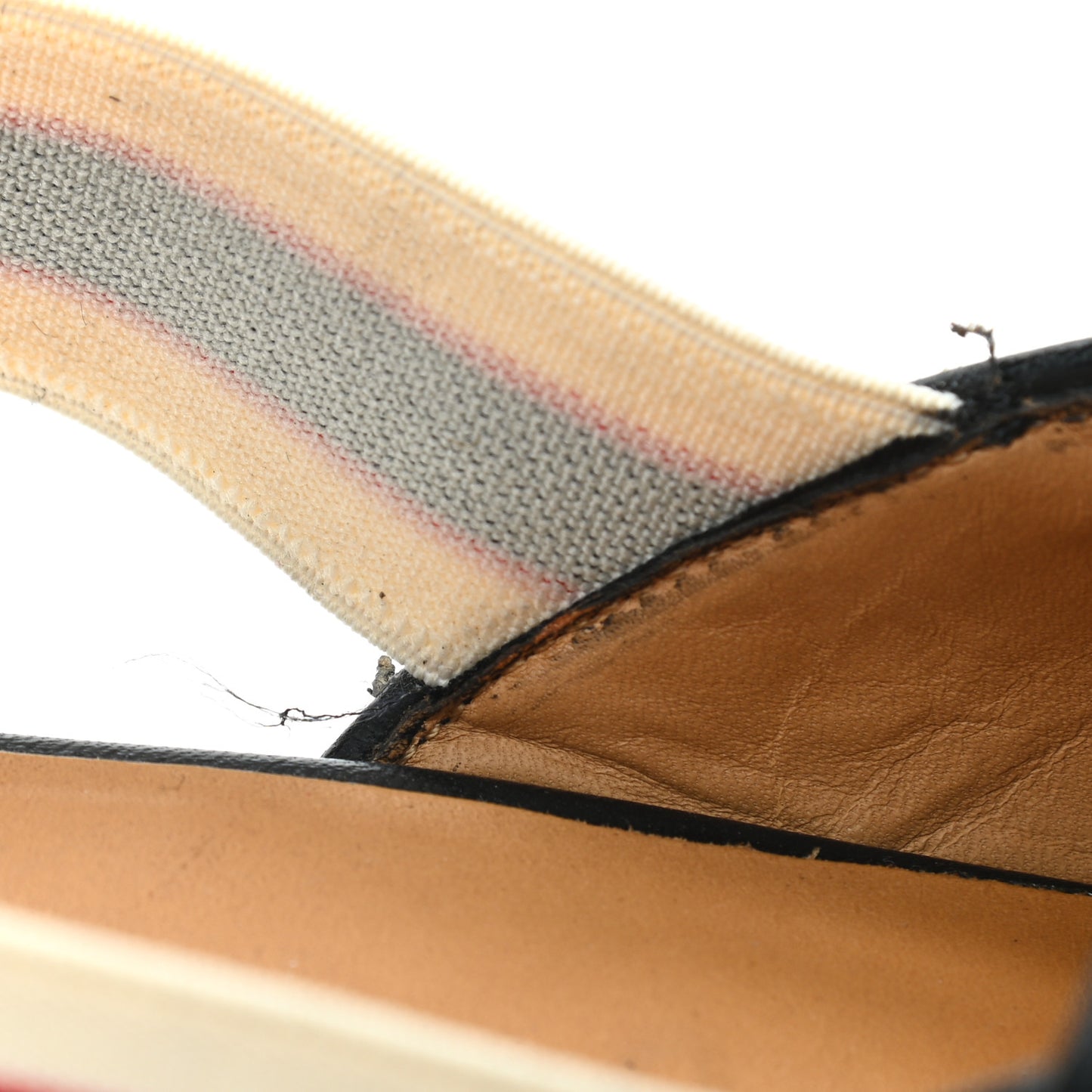 Goatskin Stripe Mens Horsebit Slingback Slippers 8 Black