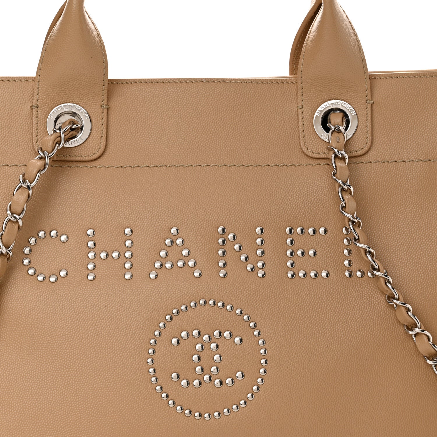Chanel Caviar Small Studded Deauville Tote Beige 8 of 13