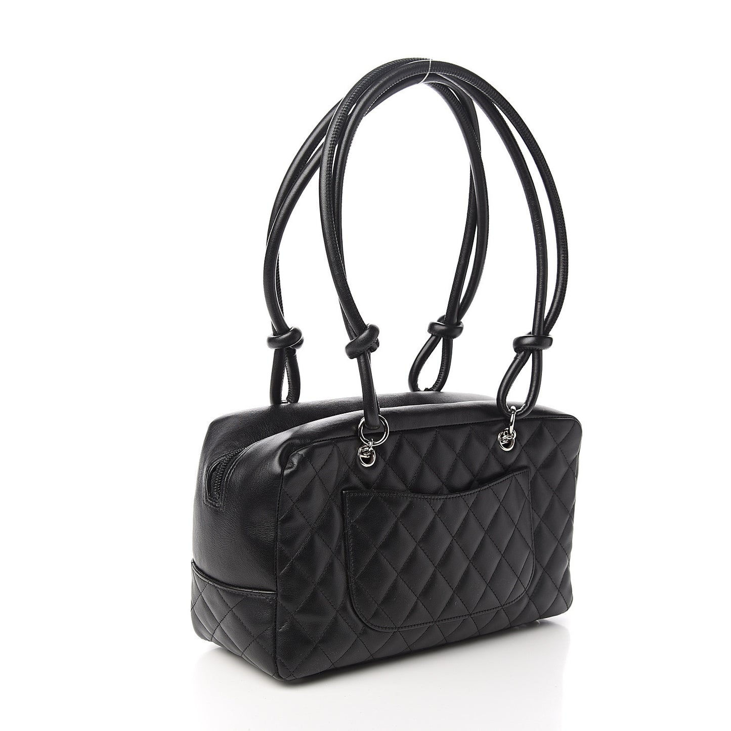 Calfskin Quilted Large Cambon Bowler Black White