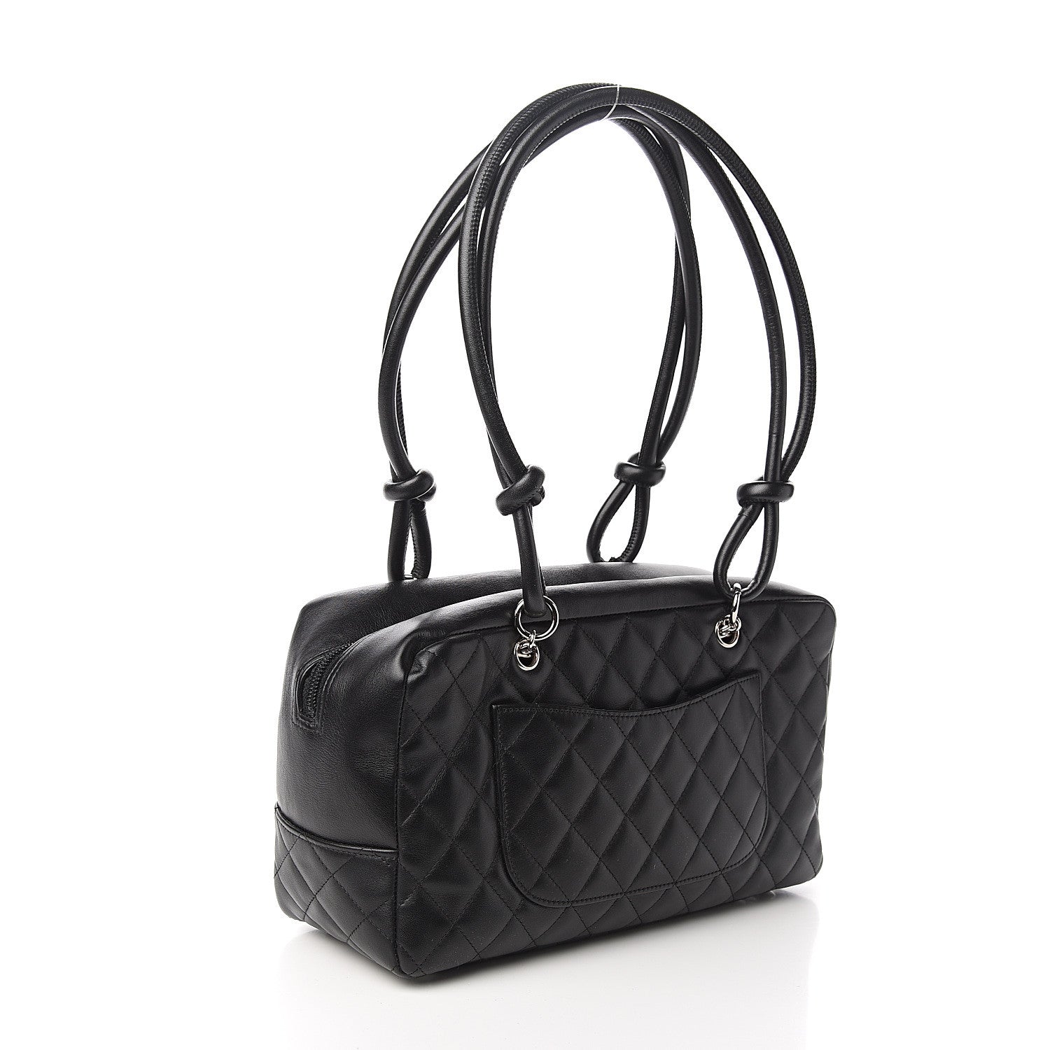 Chanel Calfskin Quilted Large Cambon Bowler Black White 2 of 10
